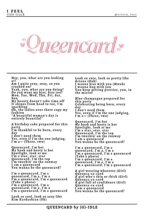 queencard lyrics|queen card guide.